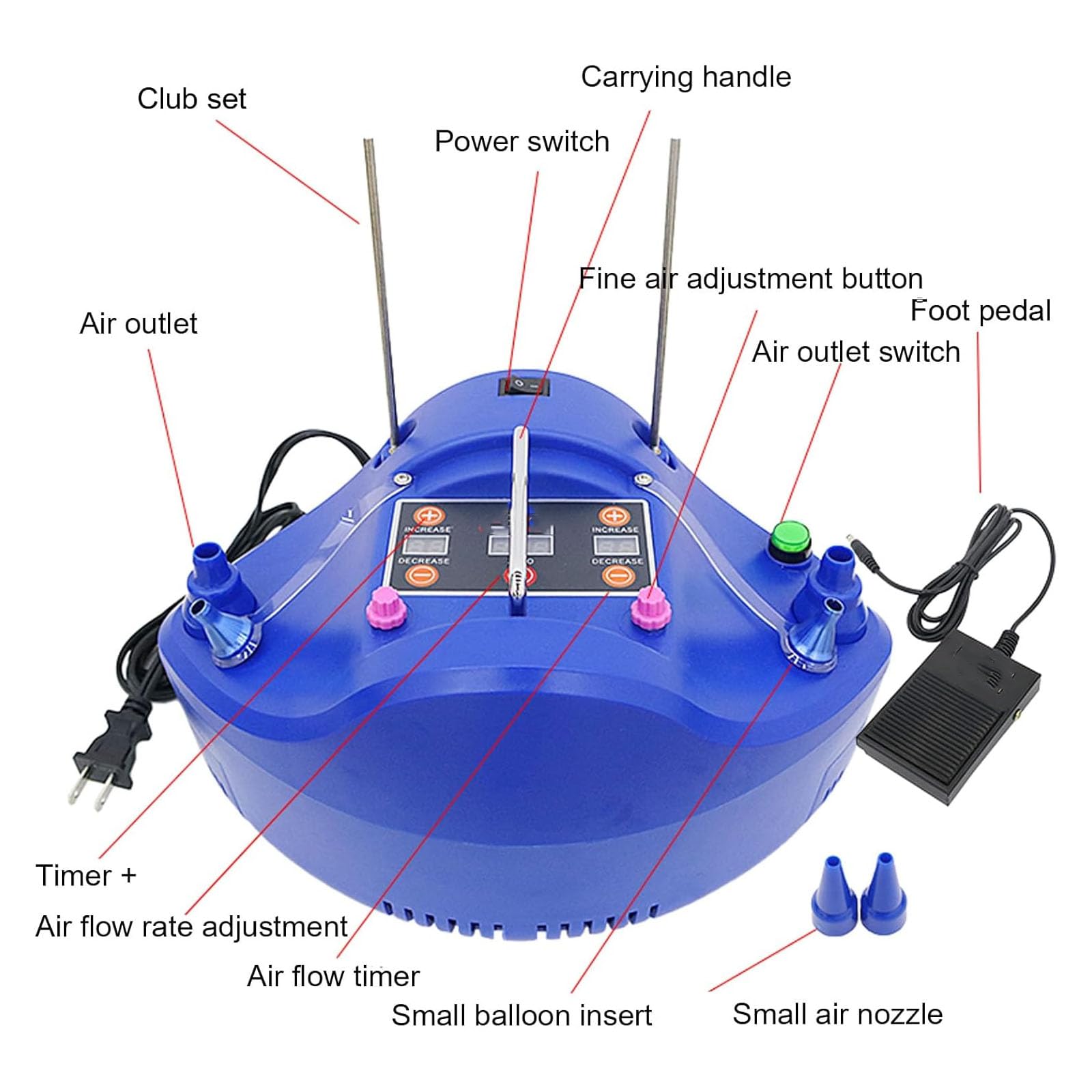 Pompa Elettrica Di Precisione Per Palloncini Da 1200 W, Gonfiatore Quantitativo Per Palloncini, Con Interruttore A Pedale E 2 Ugelli, Contatore Automatico, Tempo Regolabile, Per Celebrazioni,