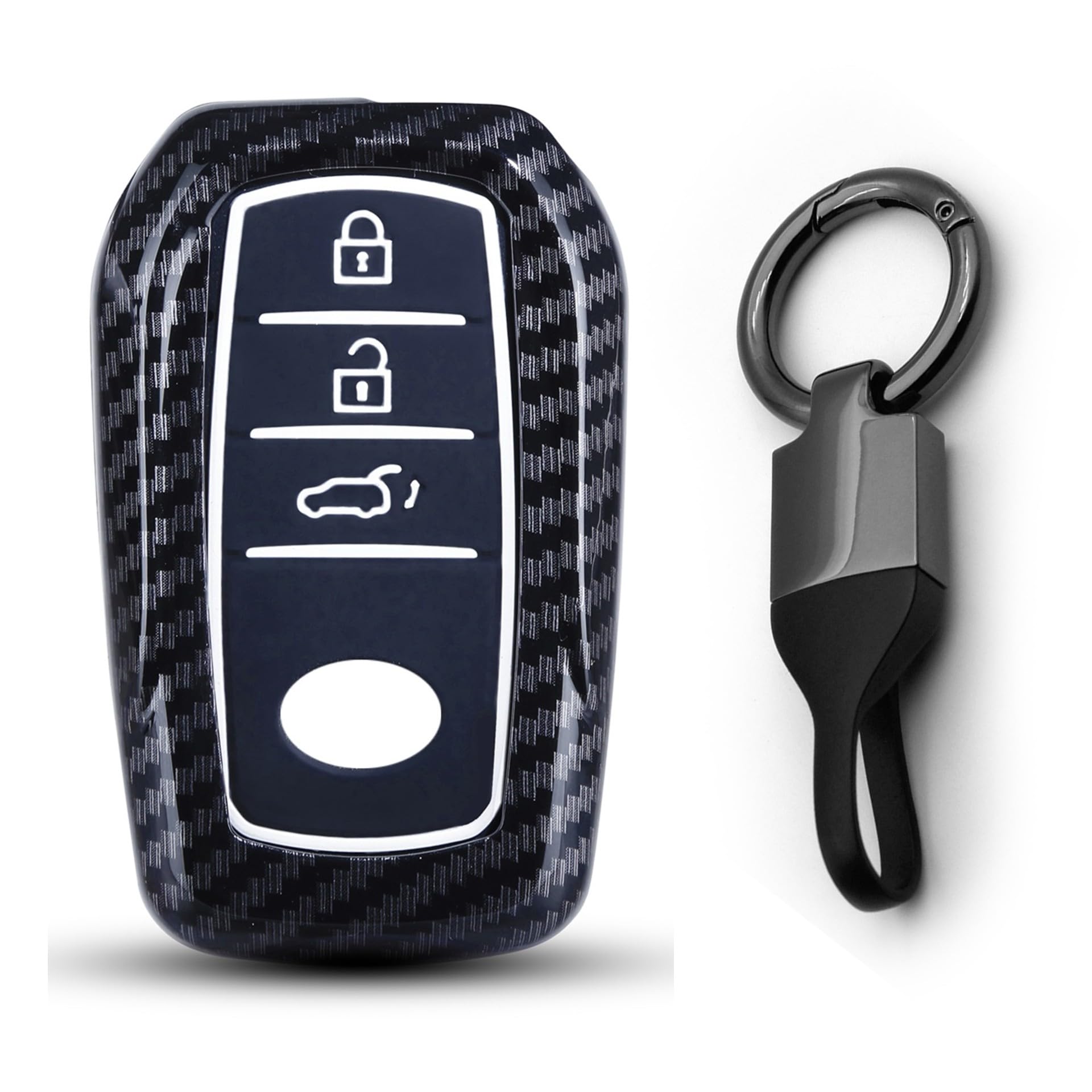 JVCV® Hard Case Key Cover Compatible with Toyota Fortuner, Hilux, Innova Crysta, Fortuner Legender, Innova HyCross, Land Cruiser 2B/3B Smart Key - Stylish Durable Protection (with Keychain Style B)
