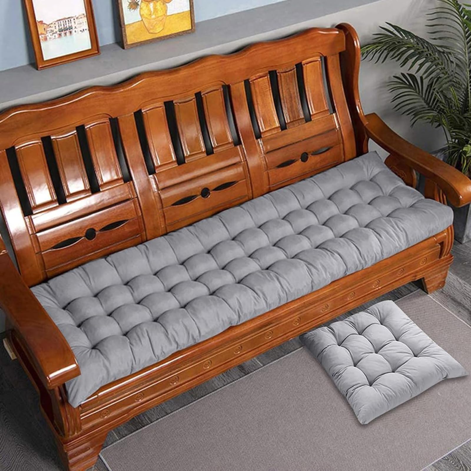 Cojín reclinable para tumbona, almohada ligera, funda para silla de columpio, funda cómoda con tiras antideslizantes para patio, oficina, hogar (azul zafiro, 150 * 45 cm)