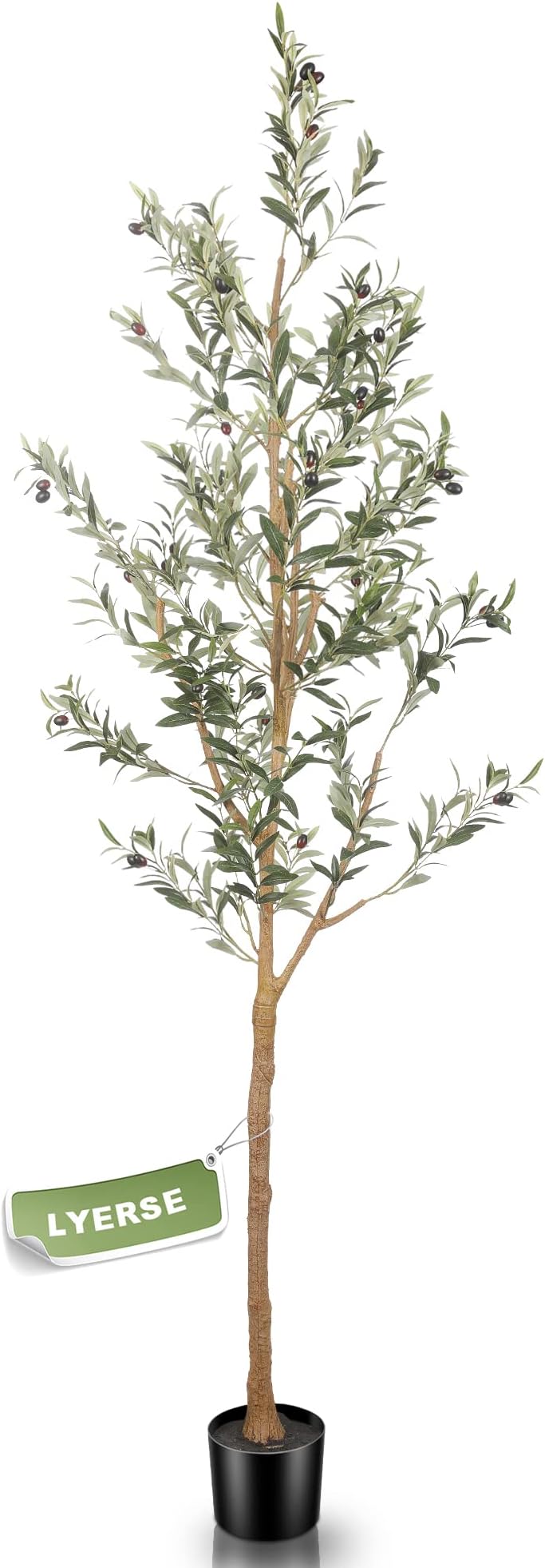 7ft Artificial Olive Tree Tall Fake Potted Olive Silk Tree with Planter Large Faux Olive Branches and Fruits Artificial Tree for Office House Living Room Home Decor