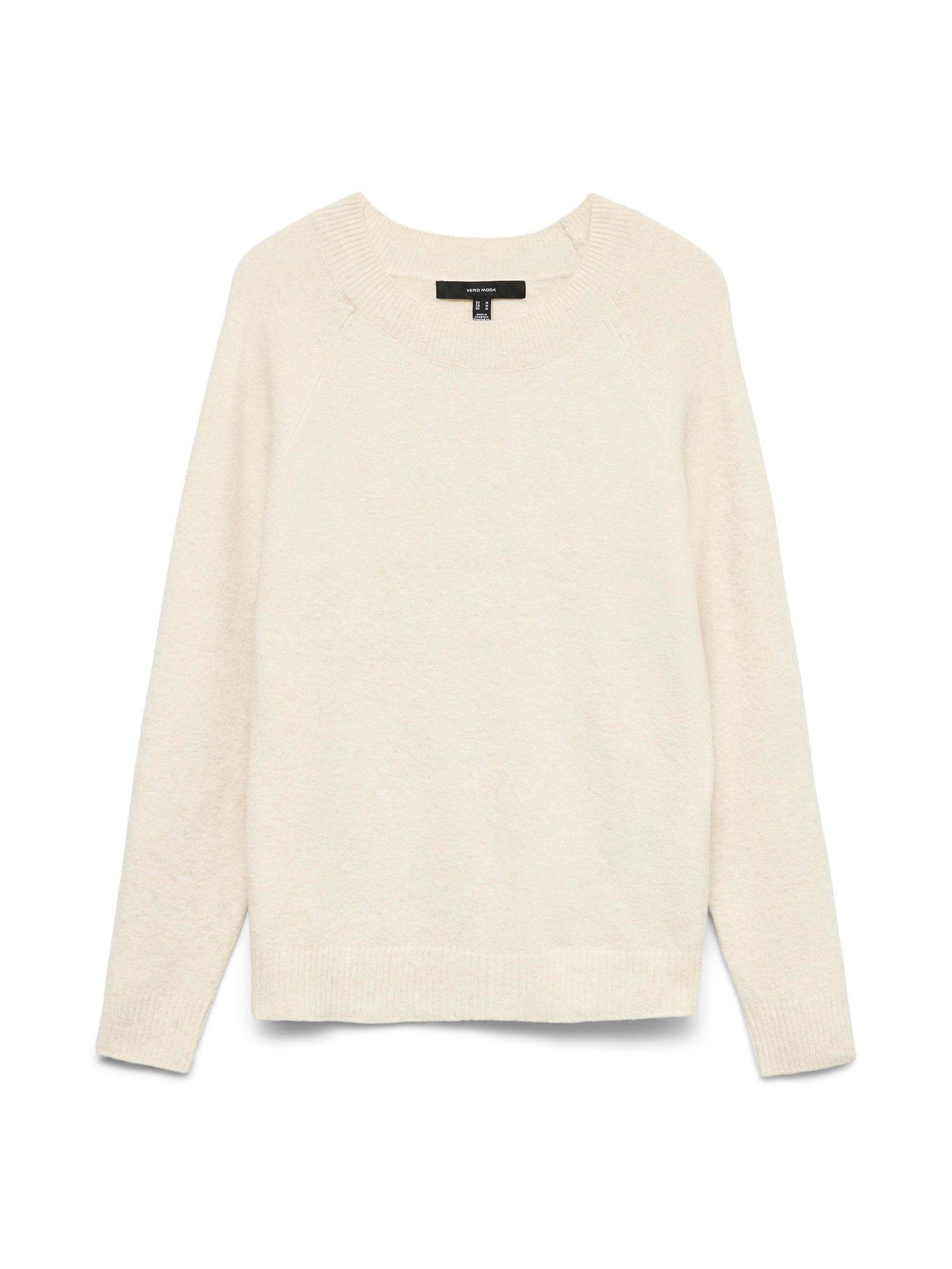 Vero Moda Nos Mujer Vmdoffy LS O-​Neck Blouse Noos suéter Not Applicable, Beige (Birch Detail: Melange), 44 (Talla del Fabricante: X-​Large)
