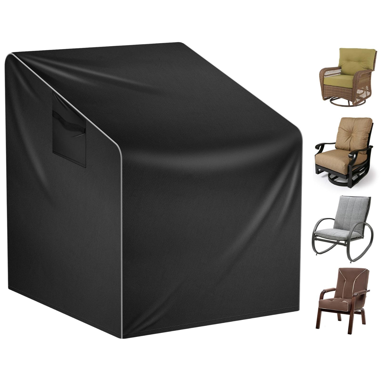 Housse Fauteuil Jardin Imperméable 100x85x75cm Oxford 210d Noir Protection Chaise Extérieur pour Fauteuil Pivotant
