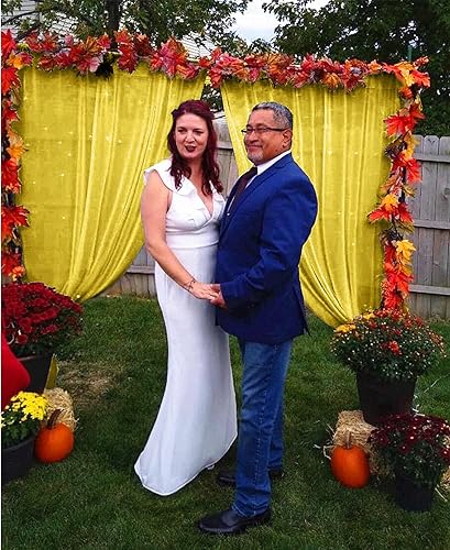 Cortinas de gasa semitransparentes amarillas, 2 paneles de 7 pies de altura, cortinas de gasa de 84 pulgadas, cortinas de gasa para decoración de