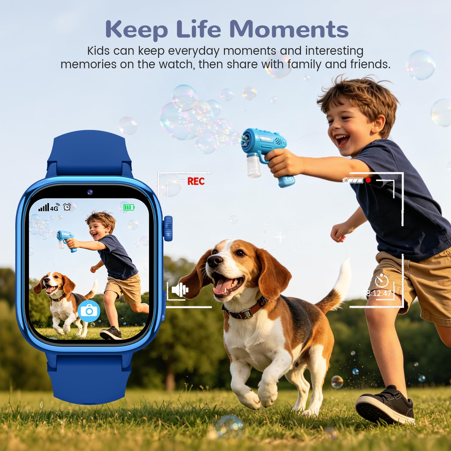 Smartwatch Kinder mit GPS und Telefon, SOS, Schulmodus, Nachrichten, Schrittzähler, IP68 Wasserdicht, Puzzlespiele, Wecker, Kids Smart Watch mit Langanhaltender Video & Phone Call, Blau