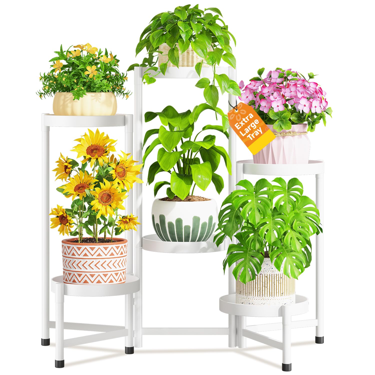LASZOLA 6 Tier White Plant Stand