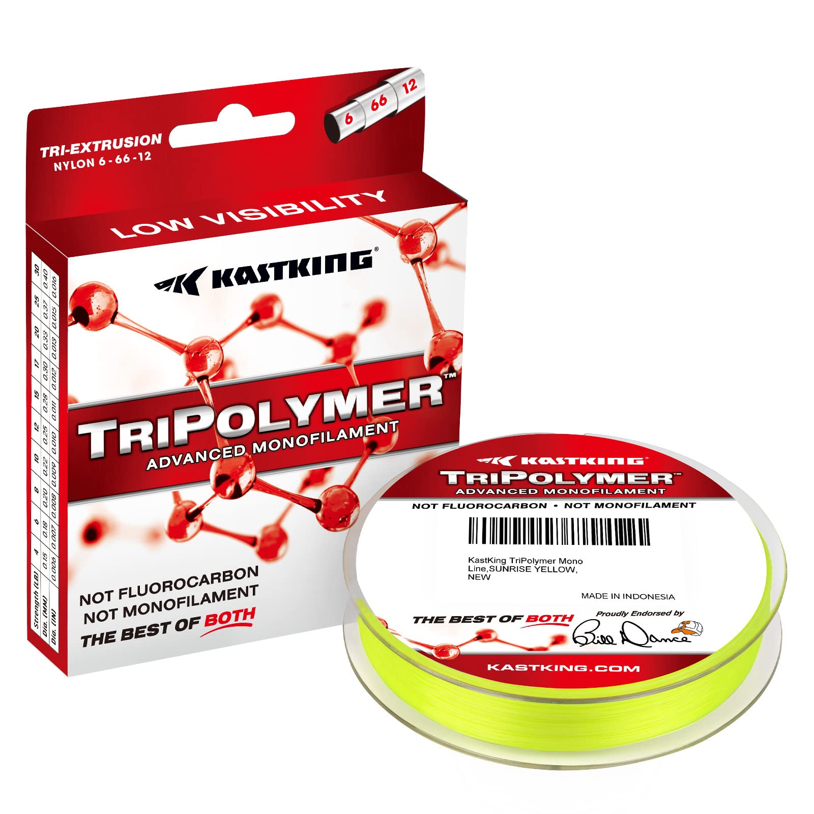 KastKing TriPolymer Advanced Monofilament Fishing Line,Sunrise Yellow,12LB,300 Yds