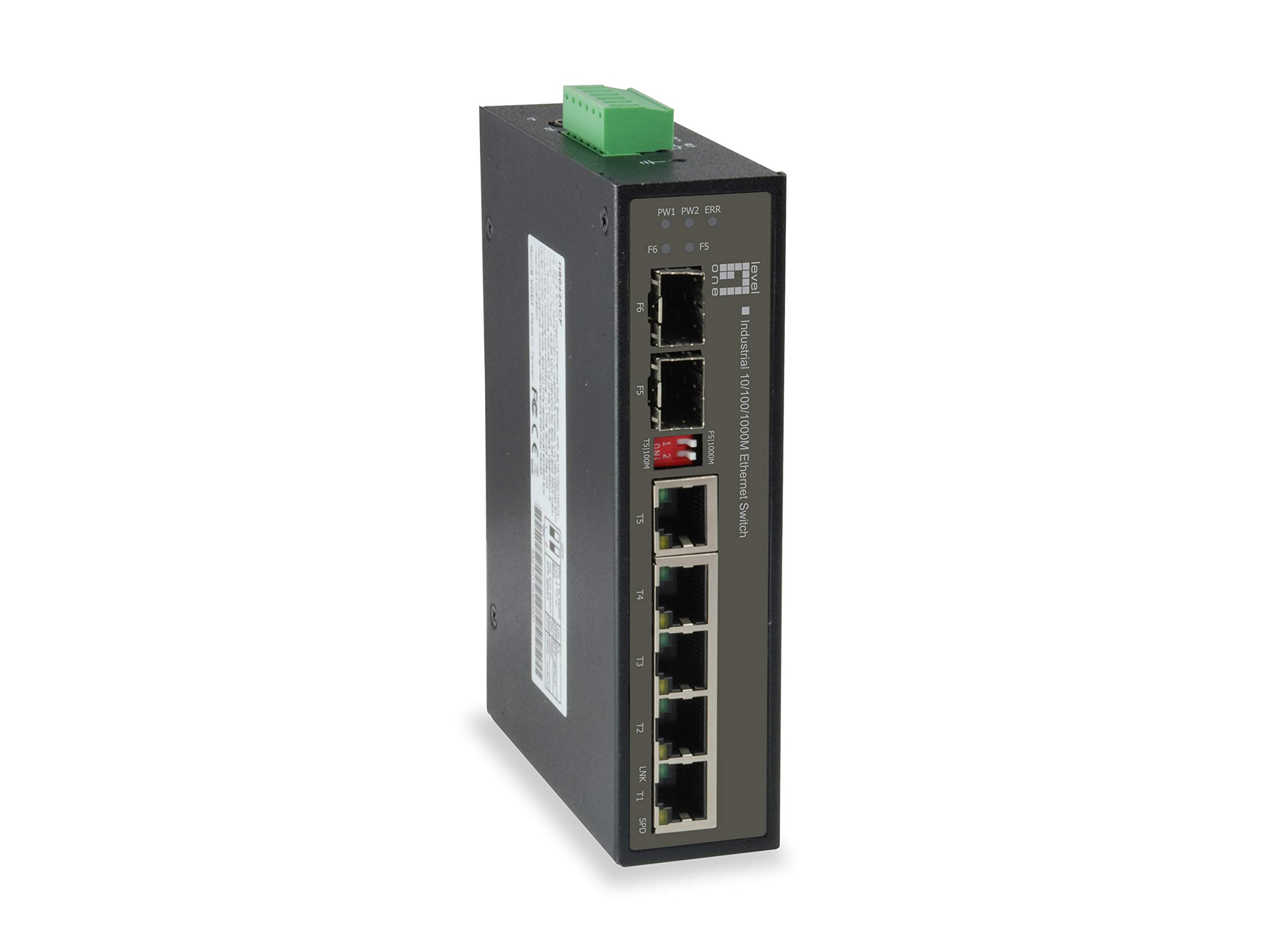 Level One 4X 10/100/1000Base-T émetteur-récepteur (Gigabit Combo, Gigabit SFP (100/1G), Bloc Terminal, 12 Gbps, 1024 KO Buffer, 9-60 VDC)