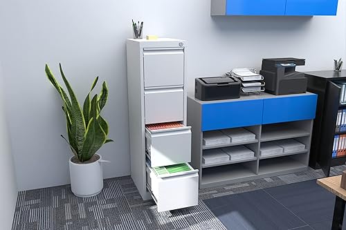 Miniatura 2 de SUXXAN Archivador de 4 cajones gabinete de almacenamiento vertical de metal con cerradura archivador vertical de acero para oficina y hogar tamaño