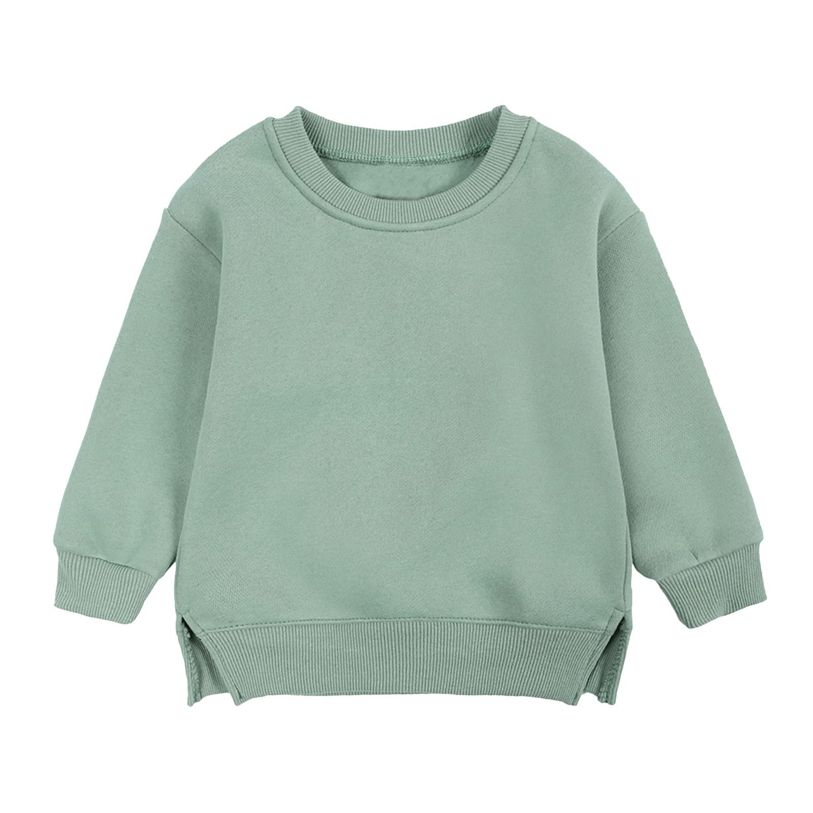 Toddler Boys Girls Pullover Fleece Sweatshirt Children's Solid Plus Babies Color Top Coat (Green, 6-9 Months)