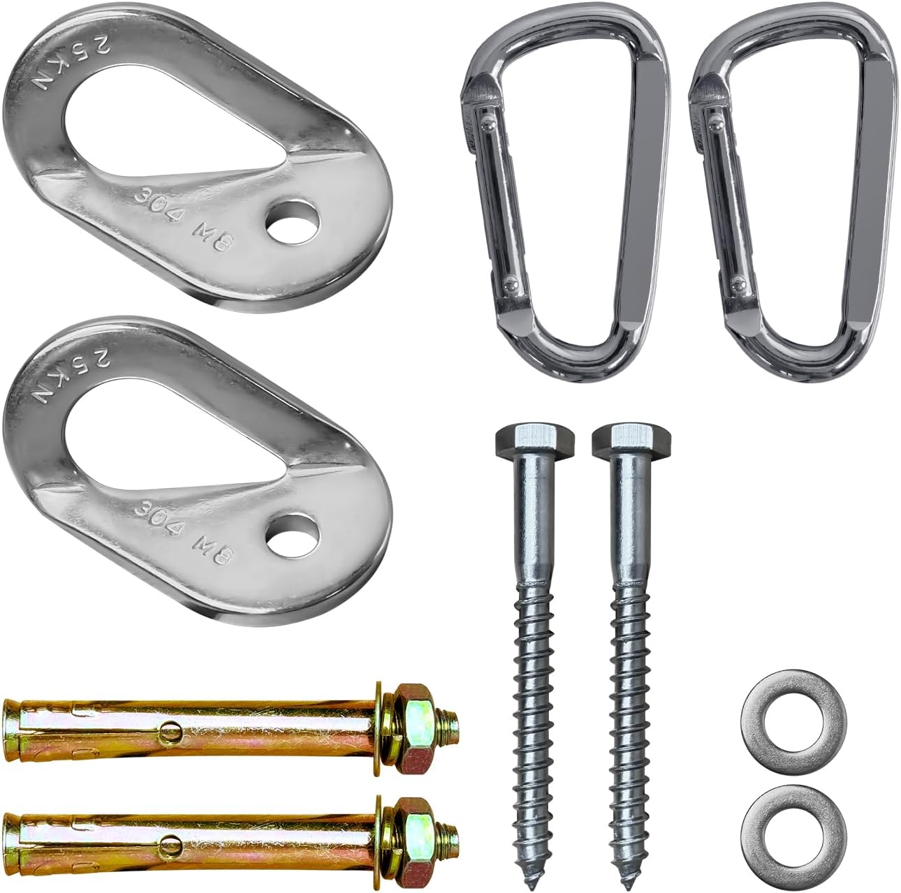 Heavy Duty Hammock Hanging Kit, Stainless Steel Anchor Hangers Screws Carabiners Set, Swing Hardware Kit for Indoor Outdoor Suspension 6 710ZnOeHauL. AC SL1500