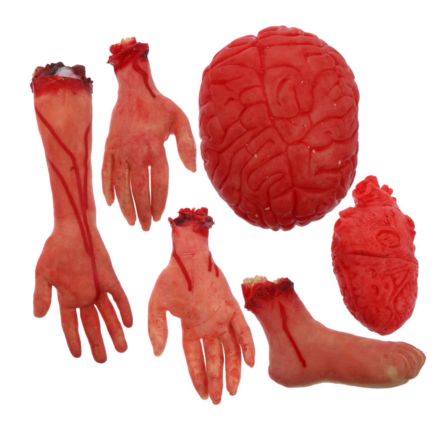 NUOBESTY 6st Halloween-Dekoration Gefälschte Körperteile Gesicht Körperteile Halloween Halloween-schädeldekoration Tot Kaputter Körper Körperteile Halloween-Requisiten Skelett Plastik Rot