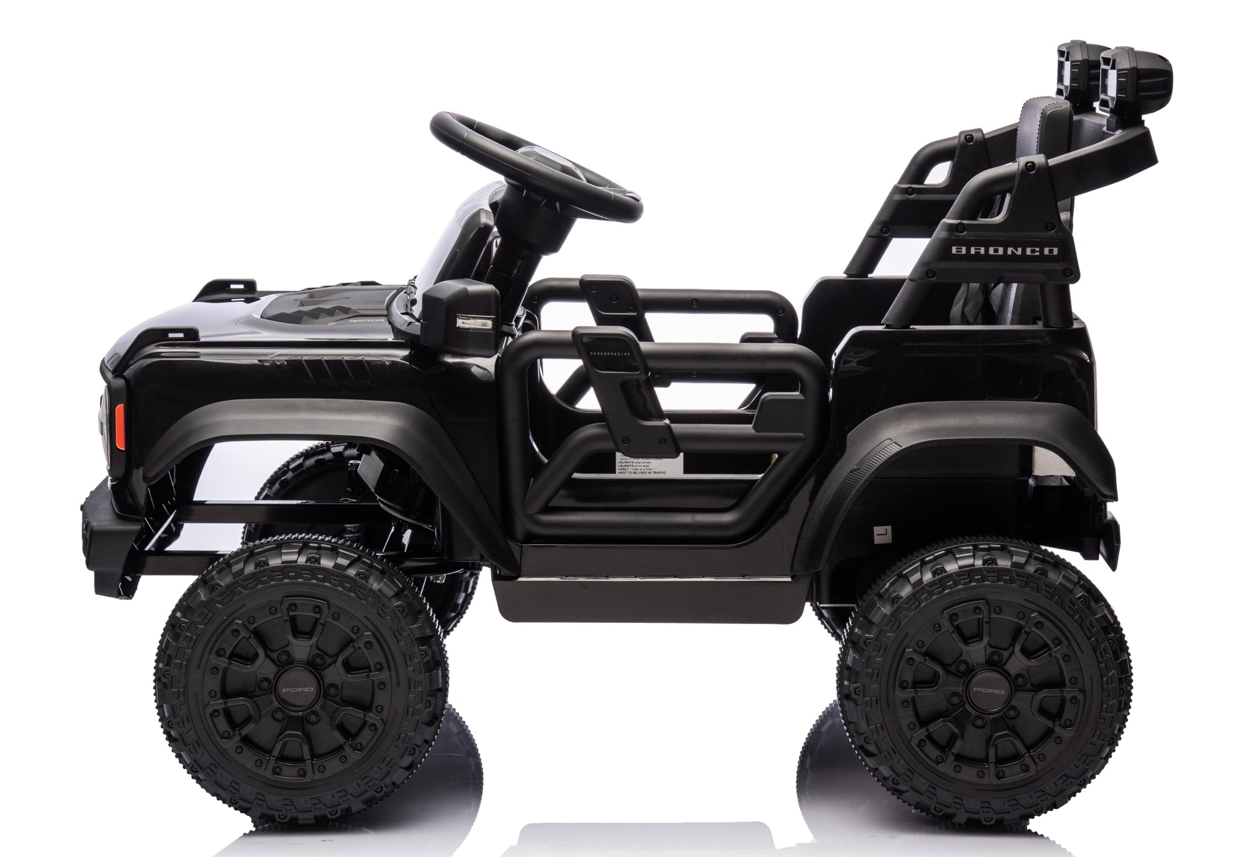 Ford Bronco Raptor 12V Fuoristrada Auto Macchina Elettrica per Bambini Telecomando Luci a Led Bluetooth Cintura di Sicurezza Ammortizzatori Carico Massimo 30 Kg - Nero
