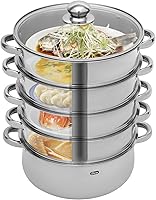 Vista 9 de 11.81"Stainless Steel Steam Pot,5 Tier Steamer Large Stainless Steel Induction Steamer Pot with Cooking Lid for Vegetable,Dumplings,Soup,Food