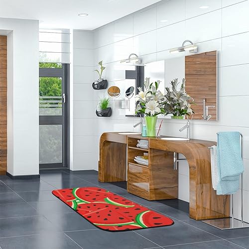 Miniatura 5 de Funky Qiu Tapete de cocina con patrón de sandía, antideslizante, absorbente, decoración del hogar, interior y exterior, 39 x 20 pulgadas
