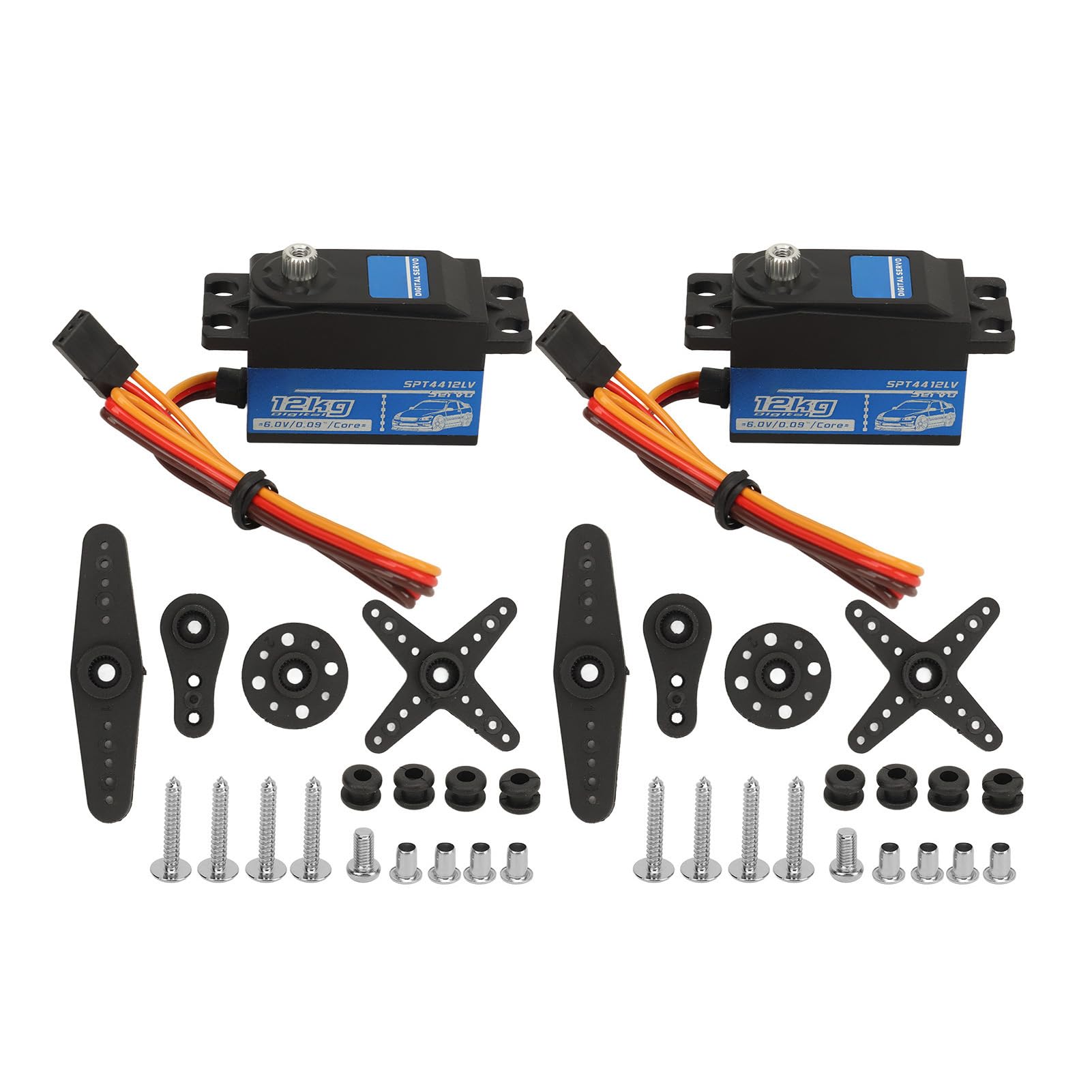 Fydun Servo Digitale Blu 12 kg capacità Anti interferenza Ad Alta sensibilità con Servo Braccio Servo in Metallo per 1/10 RC Auto Barche Famiglia Applicata