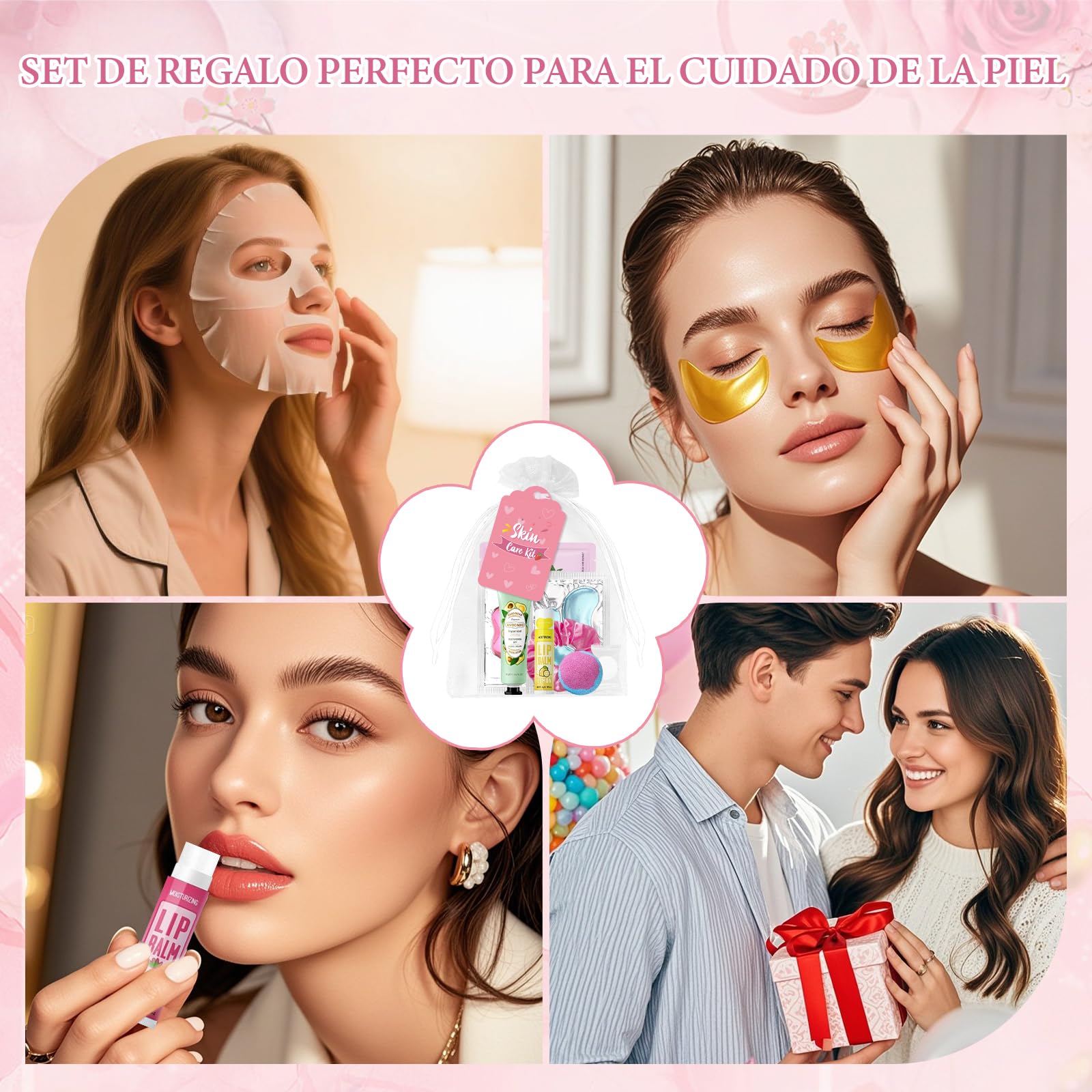Erinde Set Spa Mujer 120 Piezas, Mascarilla Facial, Crema de Manos y Bomba de Baño, Kit Cuidado Personal Relajante, Regalo Spa para Mujer, Detalles Boda Cumpleaños Navidad