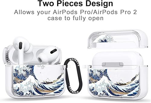 Miniatura 120 de MOSNOVO Funda protectora transparente para AirPods Pro 3, con anillo de metal duro de lujo de doble capa a prueba de golpes, diseñado para AirPods