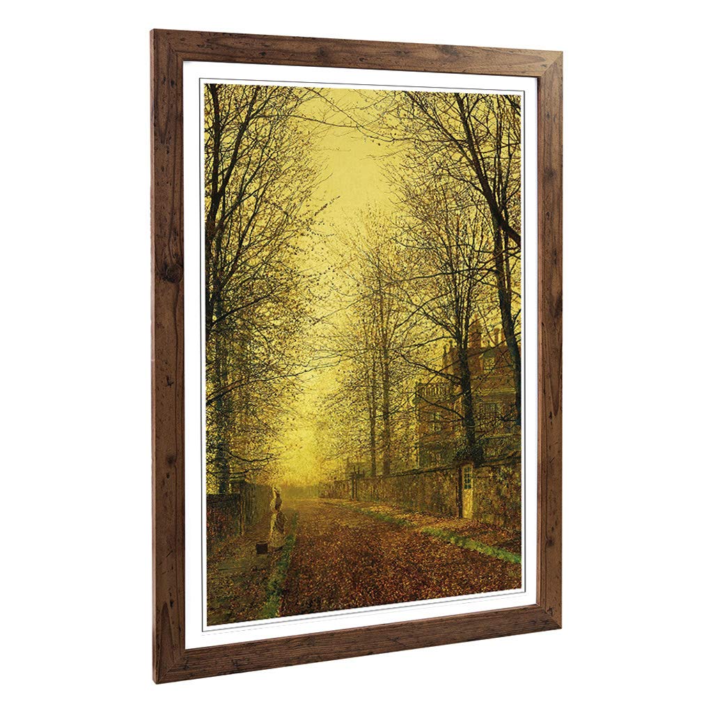 John Atkinson Grimshaw Autumns Golden Glow Framed Wall Art Print A2 Walnut