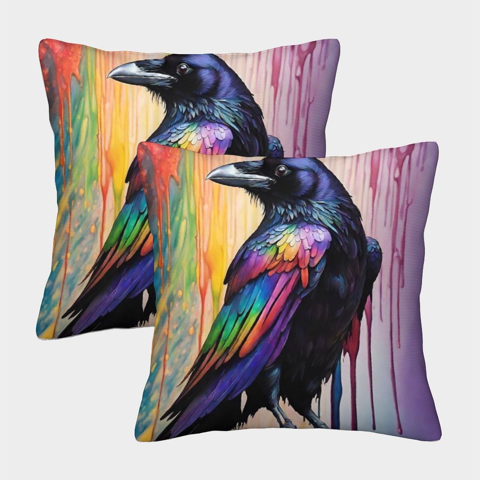PHQAZWSXE Crow Pillow Cases Set of 2 Cozy Pillowcases Animal Cushion Case Polyester Decorative for Couch Livingroom 40x40cm