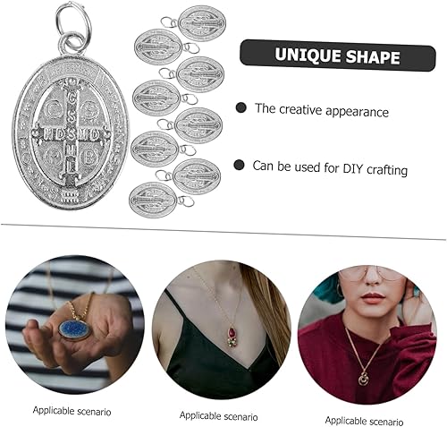 Miniatura 7 de 50 dijes de metal sagrado para hacer joyas, dijes de cruz para hacer collares, dijes para hacer joyas, dijes, colgantes, medalla de metal, aleación