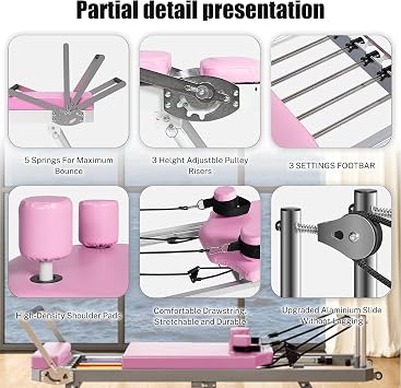Pilates Reformer, Pilates Exercise Equipment, Foldable Home Workout Equipment for Home or Studio,Yoga Studio Same Commercial Fitness Equipment