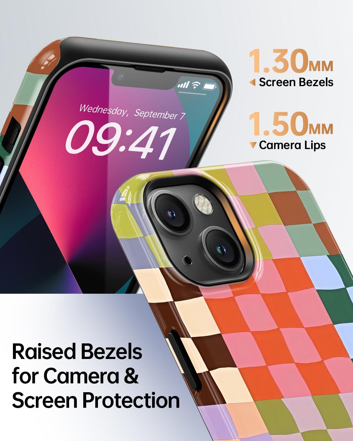 Colorful Checkered Phone Case for iPhone 14, Compatible with Magsafe, Trendy Cute Gingham Aesthetic Fun Magnetic Slim Shockproof Protective Women Girl Cover Case - Image 5