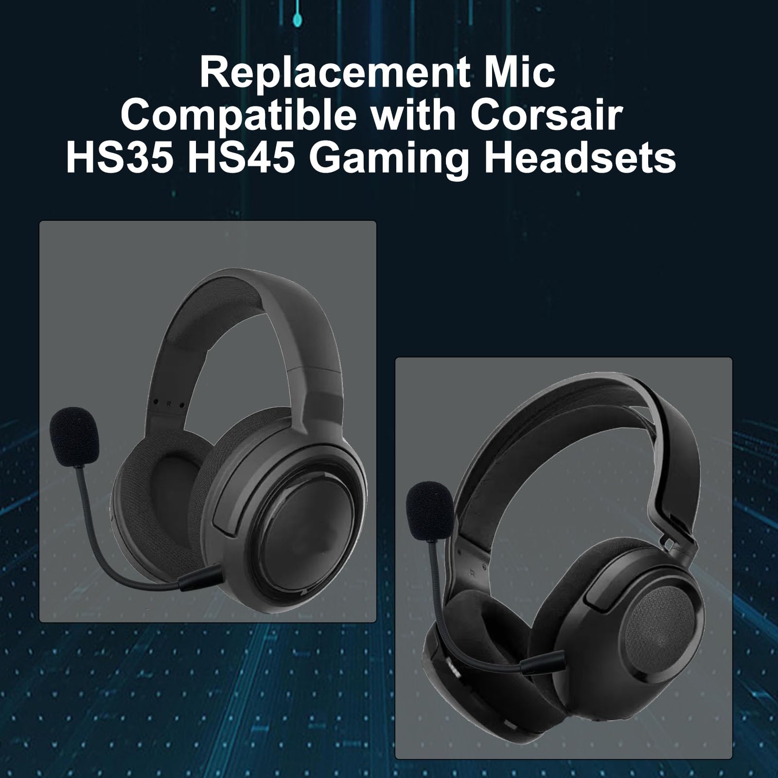 SPTSSWET Replacement Microphone Compatible with Corsair HS35 HS45 Gaming Headsets for PS5 Computer PC Detachable Game Mic Boom Professional Clear Crystal Sound Noise Isolation Mic with Windscreen