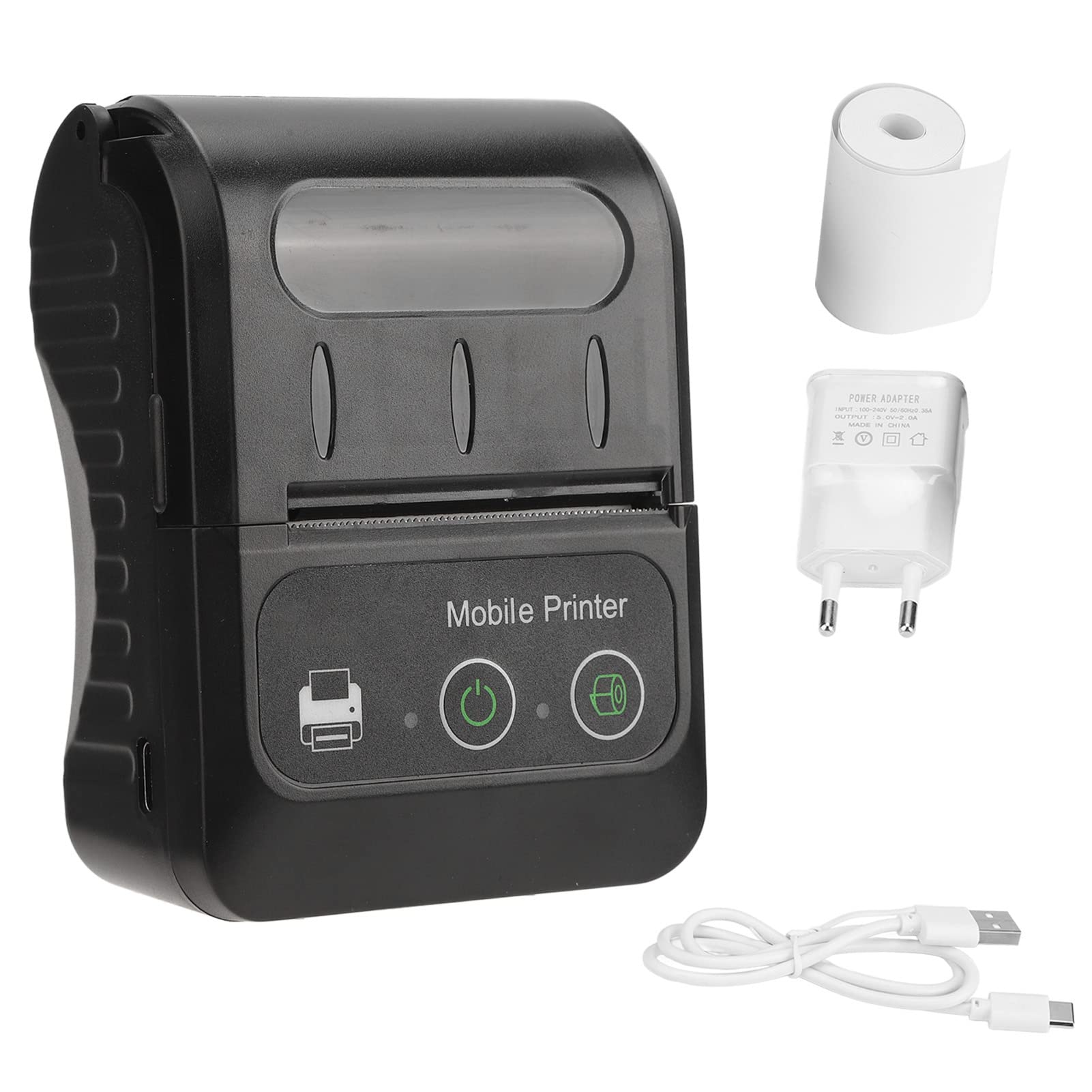 Bezprzewodowa Termiczna Drukarka Etykiet Bluetooth, Termiczna Drukarka do Papieru o Szerokości 58 Mm, Drukarka Etykiet Wysyłkowych z Drukowaniem od 50 do 80 Mm/S, Wielojęzyczna, 2 Przyciski, dla OS