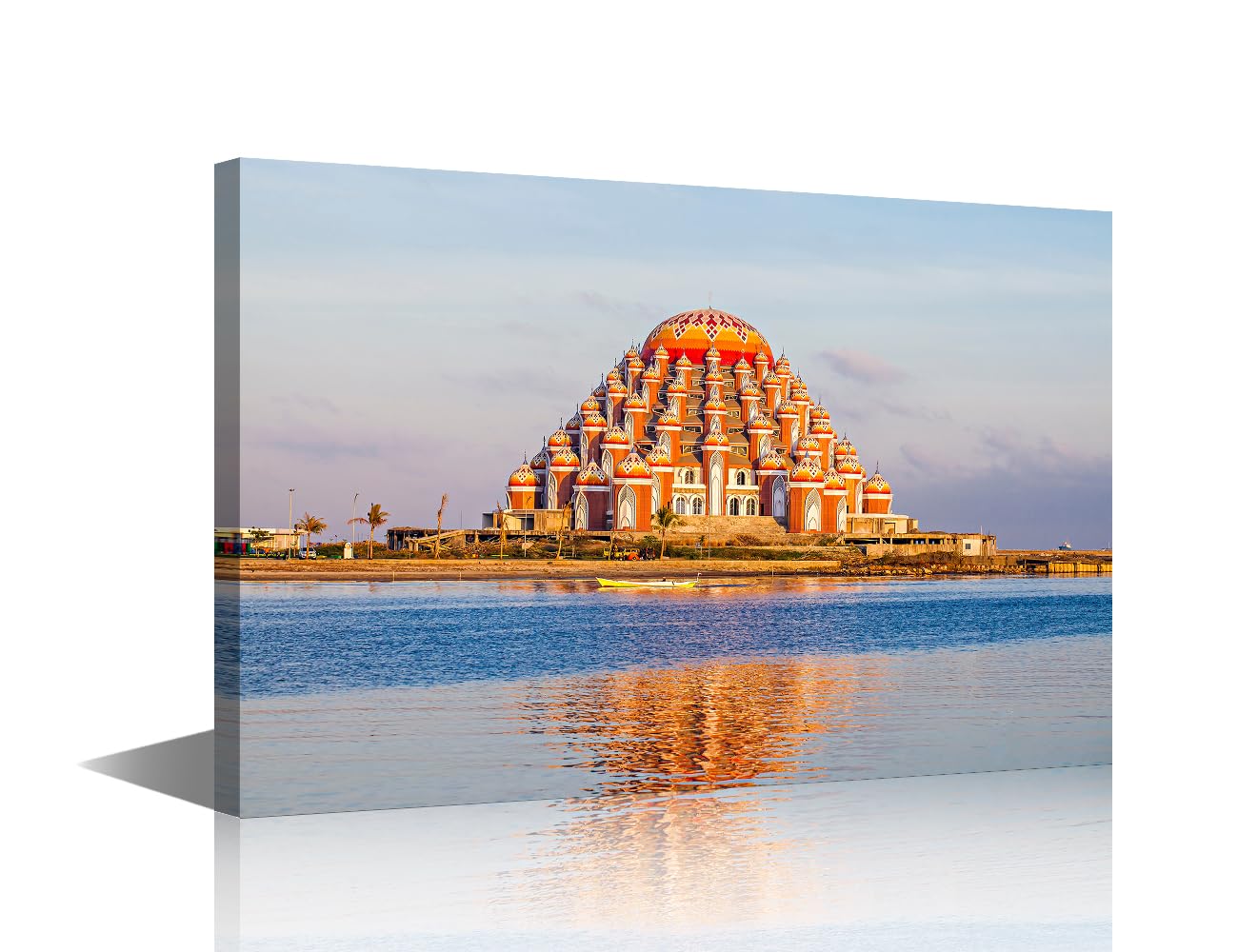 TISHIRON Wall Decor 99 Domes Mosque Canvas Wall Art for Living Room Decor Painting 1 Panel New Landmark of Makassar City Pictures for Bedroom Posters and Prints Framed Ready to Hang (24''Wx 36''H) โ image 1