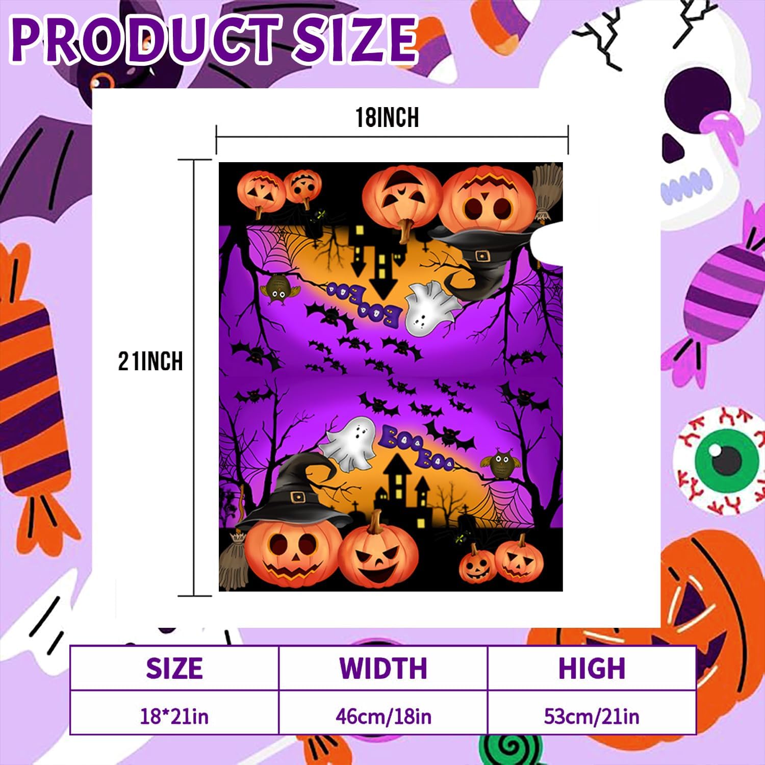 Spooky Halloween Mailbox Cover with Magnetic Ghost, Owl, Bat & Castle Designs Outdoor Wrap Decorations for Garden and Post Box, Standard Size 18" x 21"