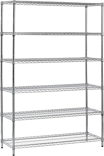 Miniatura 7 de 48 W x 18 D x 72 H, Kit de estantería de alambre cromado de 4 niveles  Capacidad de peso de 6,000 libras  NSF