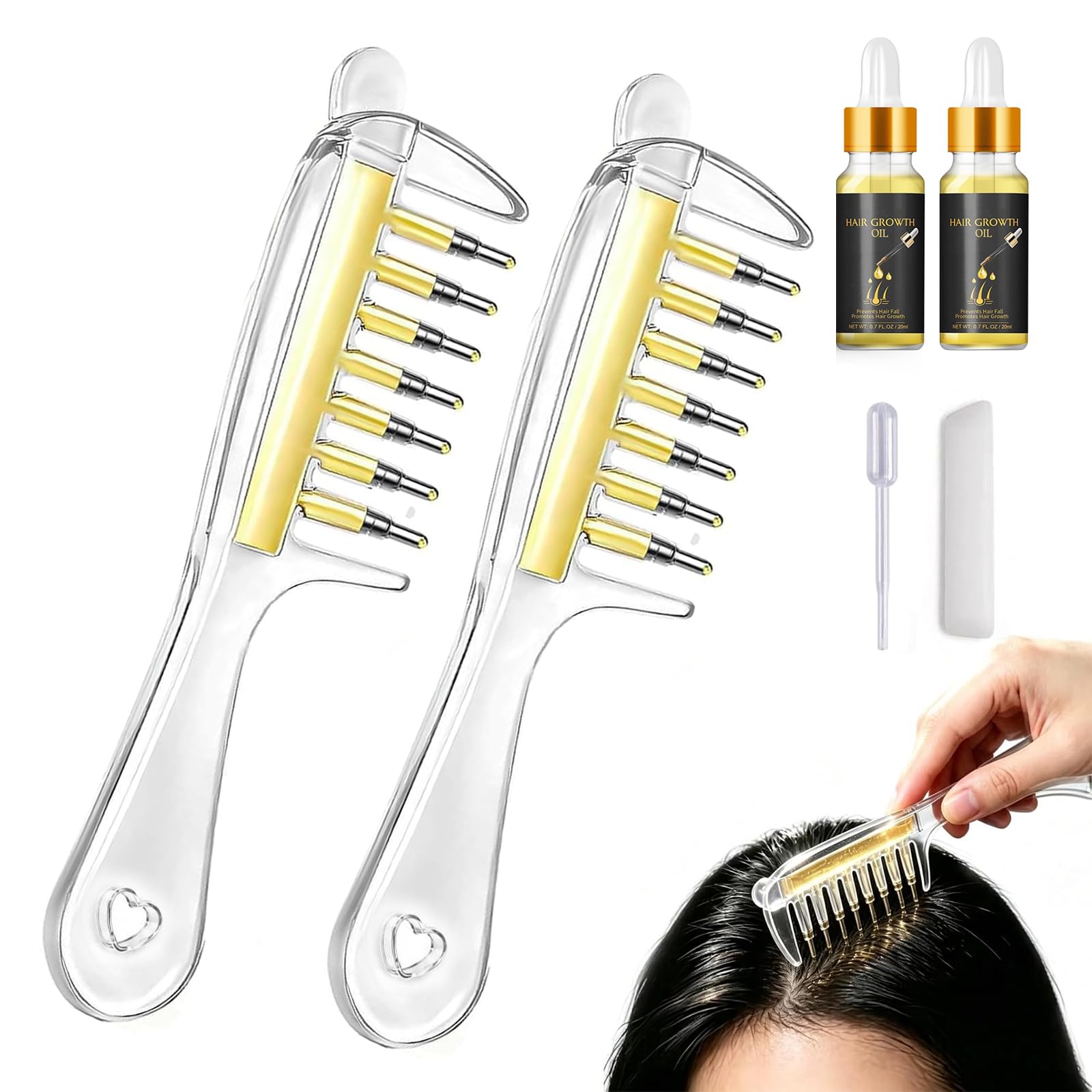 Pettine applicatore ricaricabile per olio/siero per cuoio capelluto (A#)