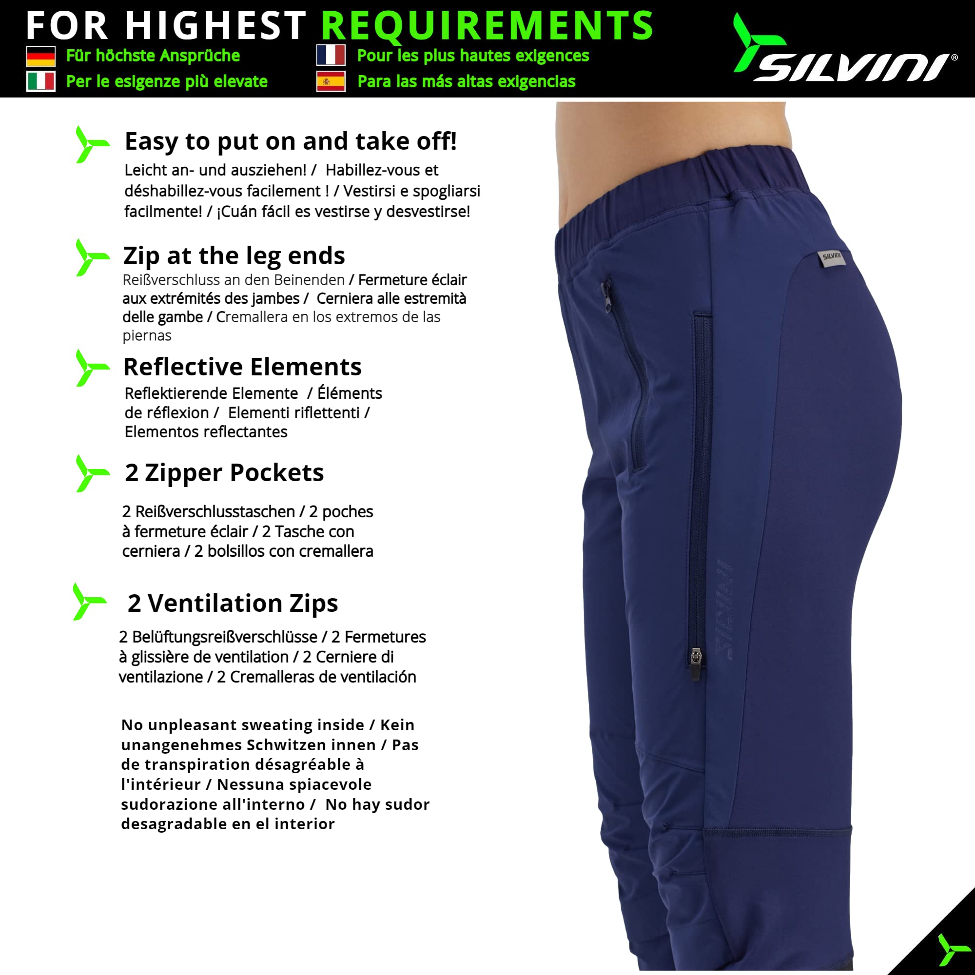 SILVINI SORACTE/SORACTE PRO Pantalon de ski de fond pour femme Pantalon softshell pour femme Pantalon de randonnée d'hiver pour femme Pantalon thermique pour femme Pantalon d'hiver pour femme Pantalon