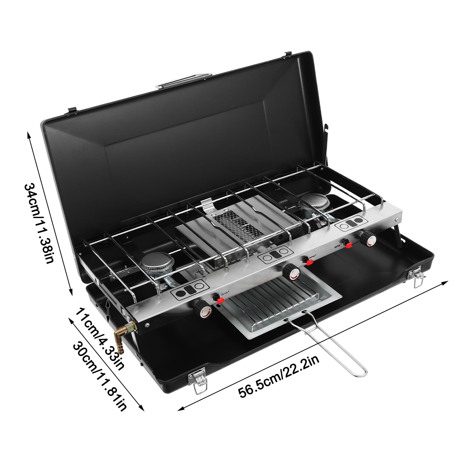 3 Flammiger Gas-Campingkocher Campingkocher Gaskocher 4.5KW Tragbarer Gaskocher Zusammenklappbarer Campingkocher für Camping, Grillabende, Partys, Picknicks