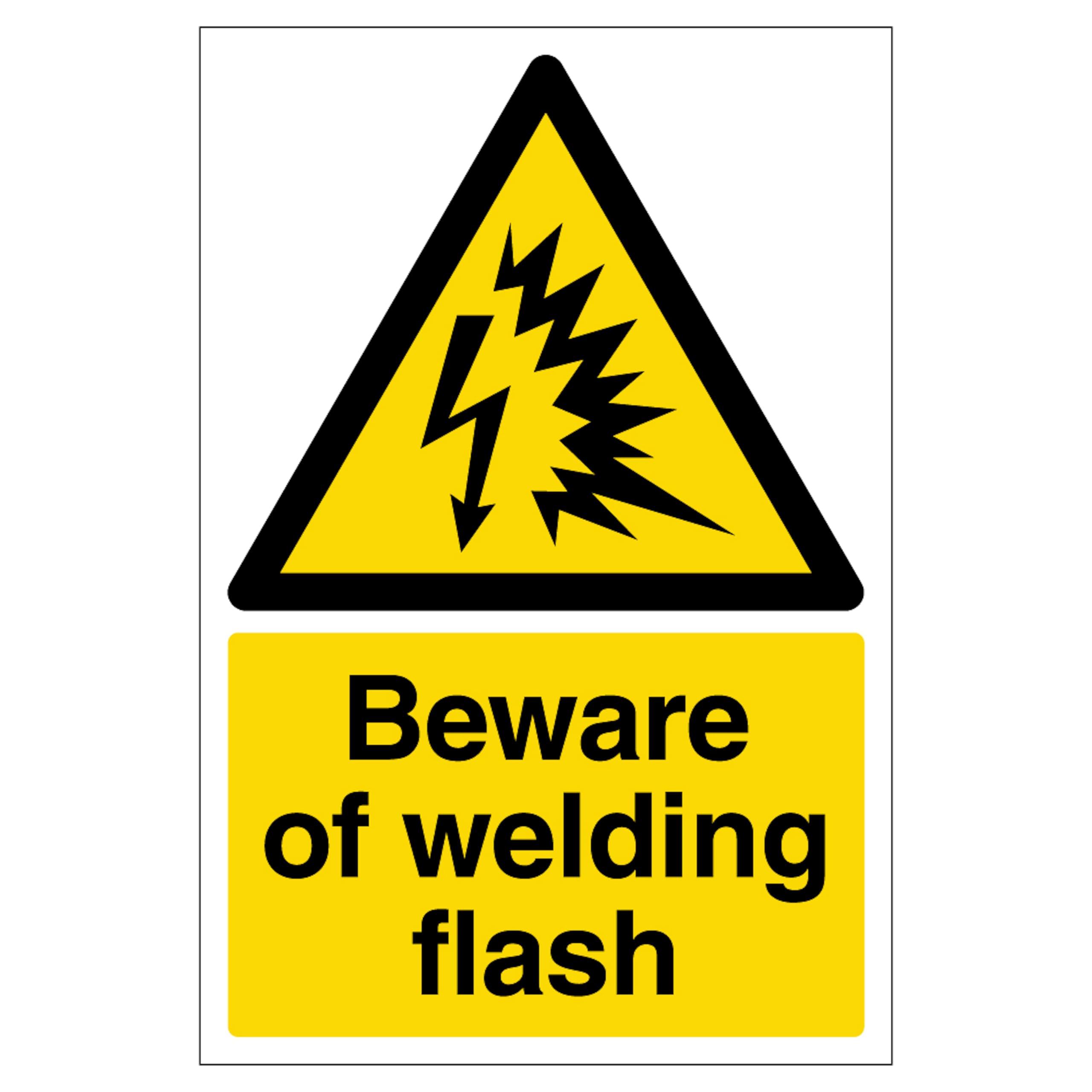 Beware of welding flash - Portrait 210 x 297 mm (A4) - 1mm Rigid Plastic
