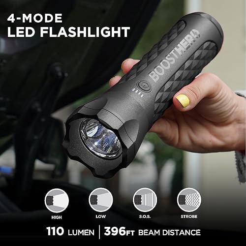 Miniatura 3 de BoostHero - Arrancador de batería portátil para automóvil, banco de energía de 6,000 mAh, linterna LED, con cables de puente inteligentes para