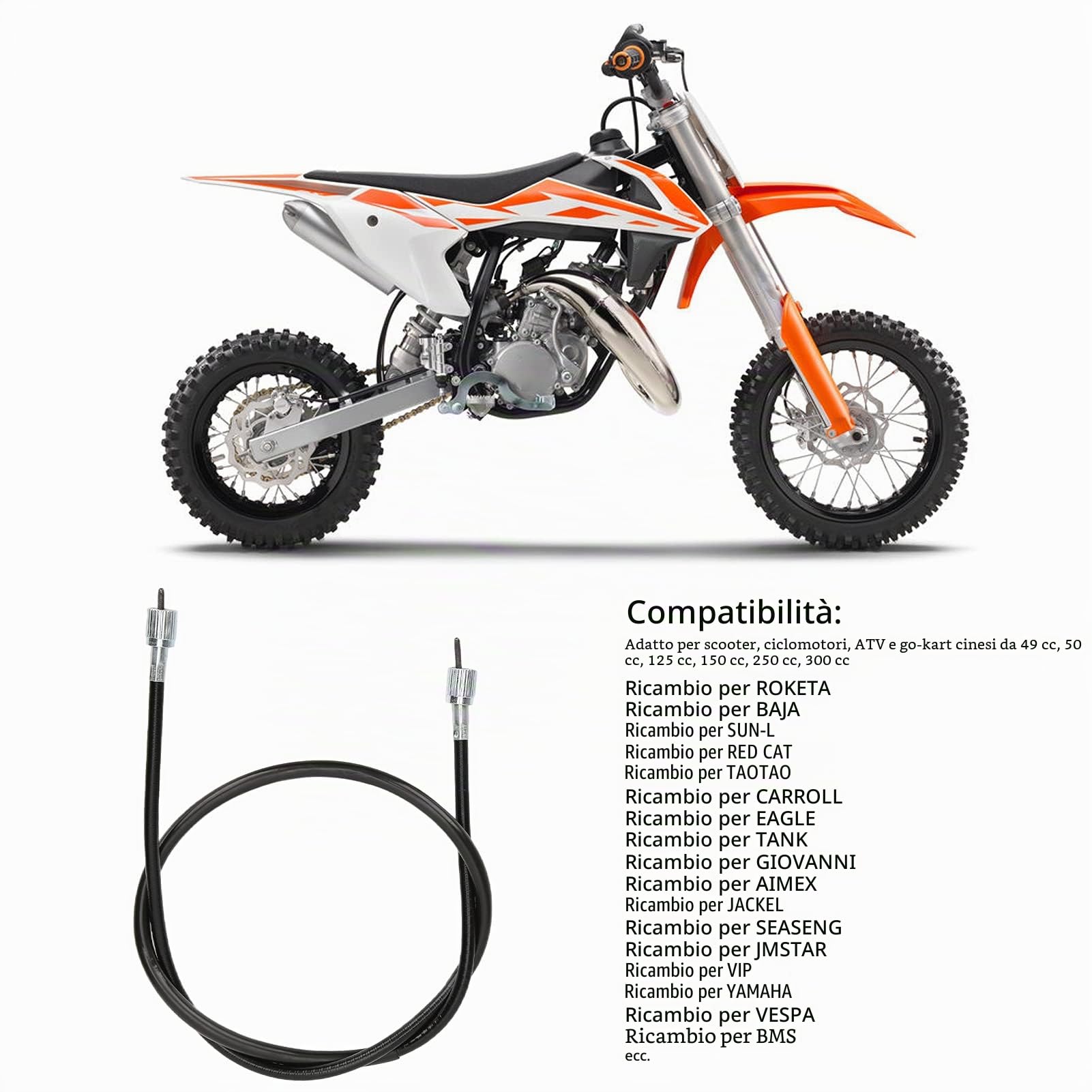 Cavo tachimetro, tachimetro affidabile durevole per 49cc 50cc 125cc 150cc 250cc 300cc cinese scooter ciclomotori ATV