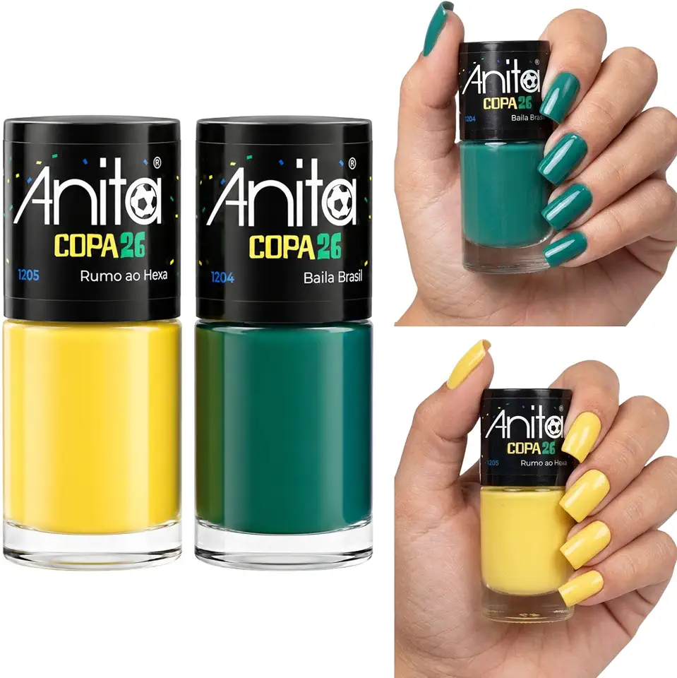Anita Kit Esmaltes Copa Temáticos 2026, Tons Amarelo e Verde