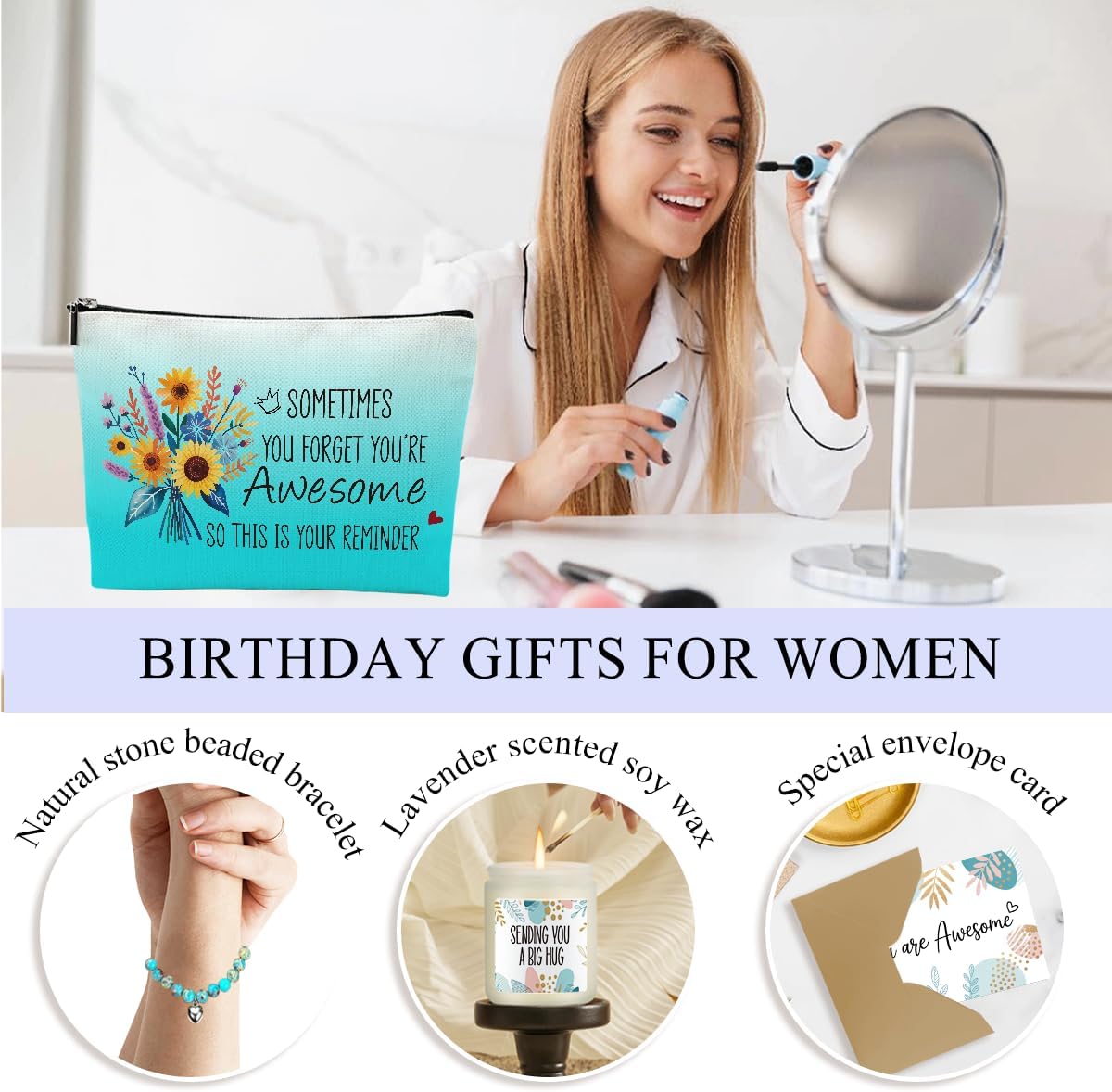Birthday Gifts for Women, Thank You Gifts for Women Mom Employee Friend Sister Teacher Coworker Nurse Boss Grandma Inspirational Farewell Retirement Christmas Mothers Day Friendship Gift Basket Set - Image 5