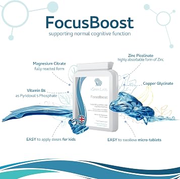 FocusBoost 120 Highly bioavailable Micro-Tablets - Magnesium | FocusBoost 120 Highly bioavailable Micro-Tablets - Magnesium Citrate, Zinc Picolinate, Copper Glycinate & Vitamin B6.