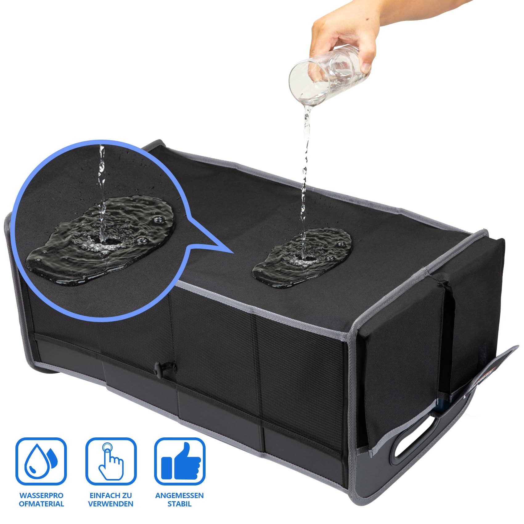 M KARMATER Kofferraum Organizer: 70L Wasserdichte Kofferraumtasche Mit 2 Großen und 6 Kleinen Fächern - Langlebige Box Für Auto