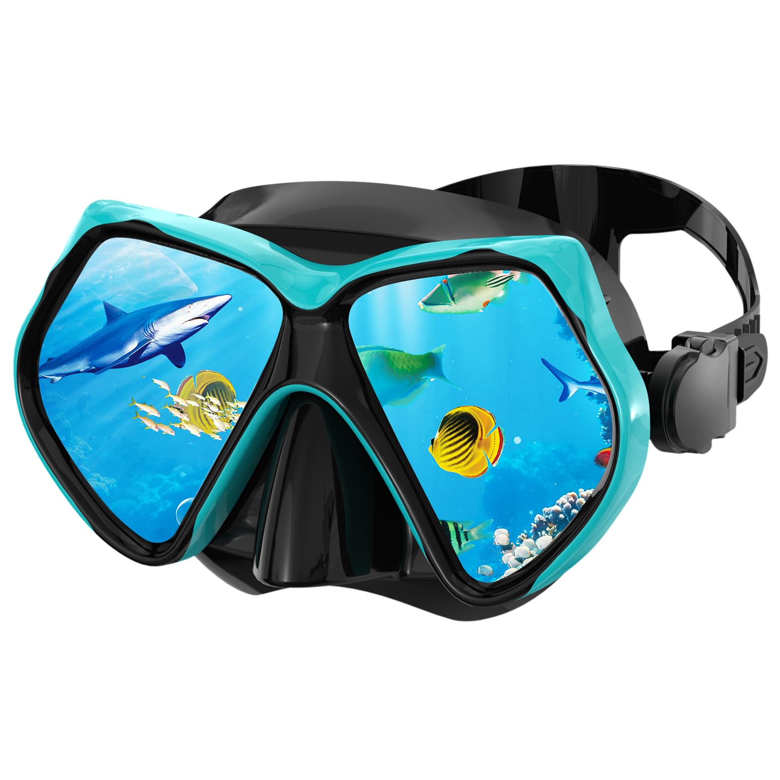 Maschera subacquea per adulti, maschera per snorkeling e immersioni, occhialini da nuoto con copertura per il naso, panoramica HD, in vetro temperato, per immersioni e snorkeling, senza perdite e