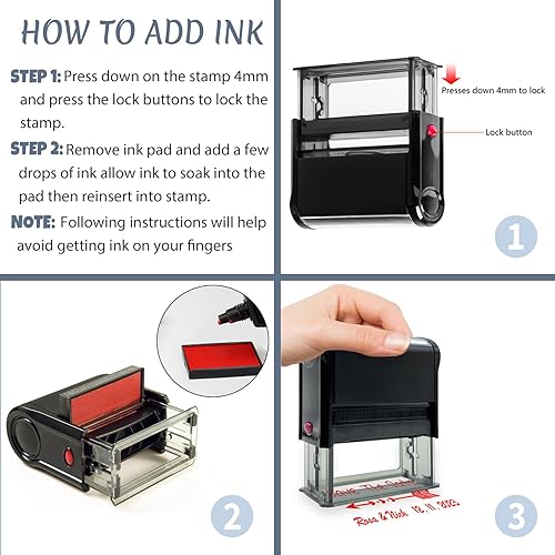 Miniatura 10 de Sello de dirección personalizado, autoentintado, base transparente, almohadilla de tinta recargable, disponible para boda, negocios, dirección,