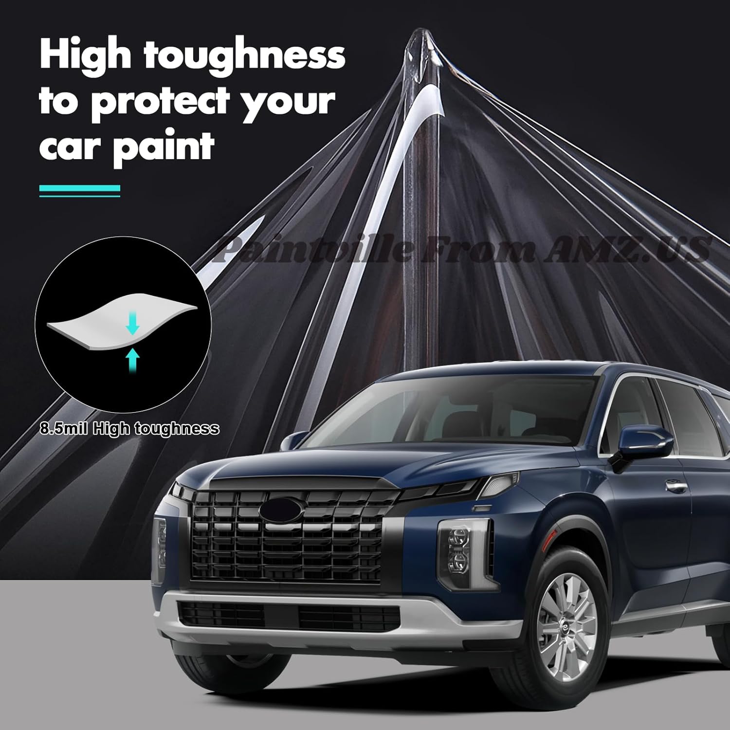for Hyundai Palisade 2023 2024 2025 TPU PPF HD Paint Protective Film Custom Fit Anti Scratch Self Healing Shield Guard with Install Kit Finishing Accessories for Bumper and Headlight Kit