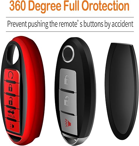 Miniatura 4 de Sindeda Funda compatible con llavero Nissan con llavero de cuero, funda de TPU suave para llave remota inteligente Altima Sentra, Maxima, Rogue,