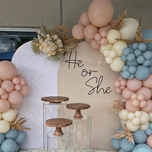 Miniatura 4 de Globos de color azul polvoriento y rosa, 50 globos retro rosa y azul, globo de luz metálica de oro rosa para niñas y niños, fiesta de cumpleaños,