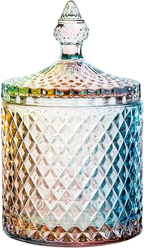 Miniatura 4 de Home - Juego básico de organización de almacenamiento de alimentos, tarro facetado de diamante de cristal con tapa de cristal, adecuado como plato