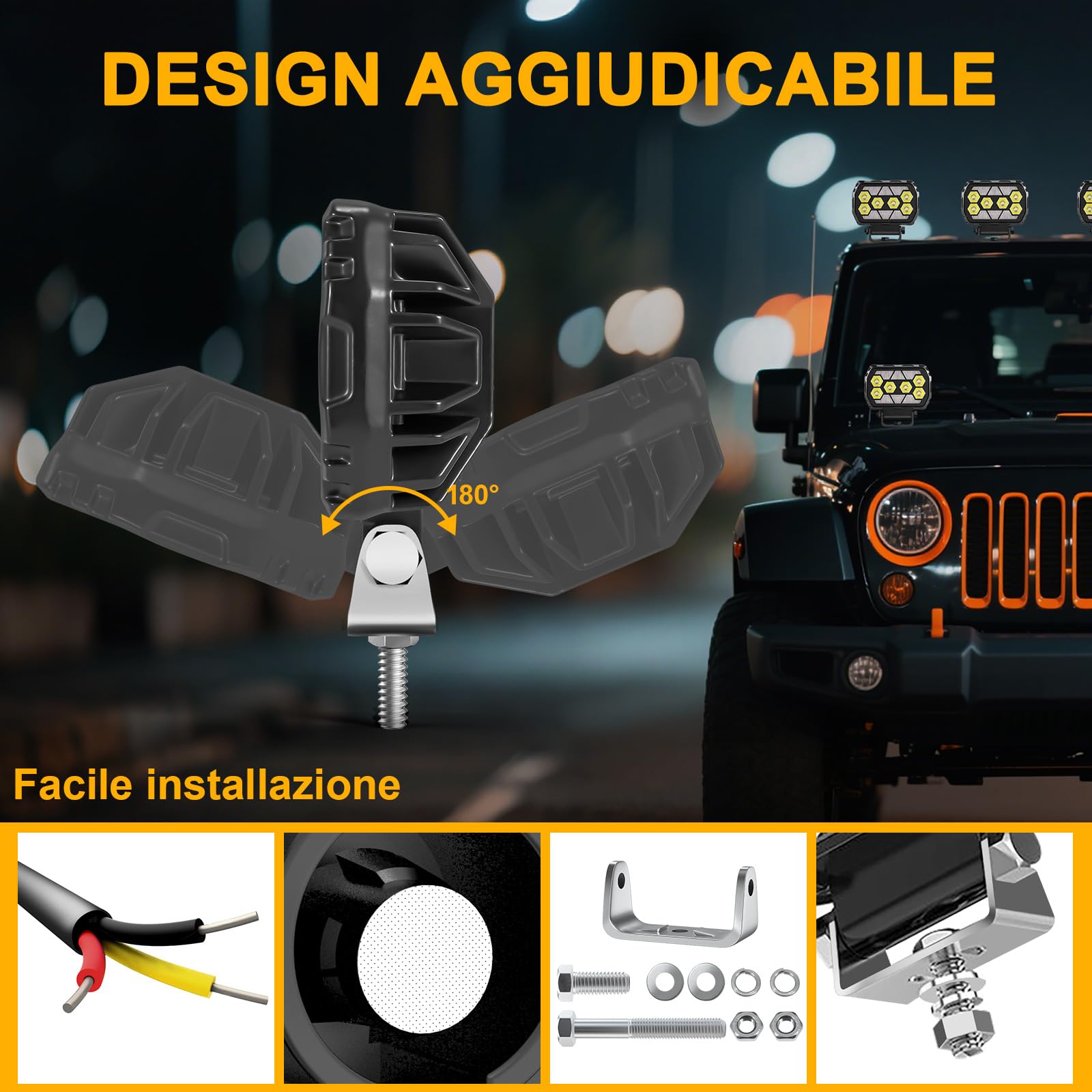 antom 2 pezzi faro led moto 168W 9-60V 18000 lumen faretti led 12v IP68 impermeabile 4,5 pollici fari supplementari per escavatori, trattori, rimorchi, ATV, appassionati di outdoor