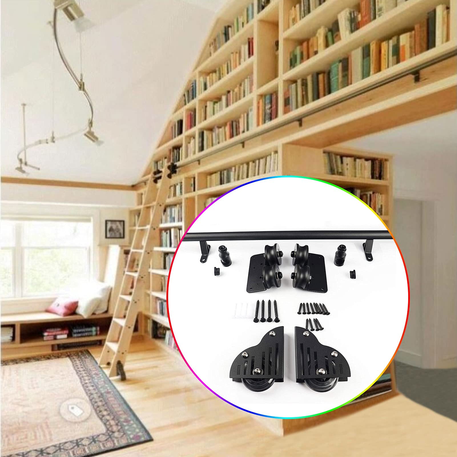 Kit de quincaillerie pour échelle de bibliothèque coulissante de 3,3 à 20 pieds