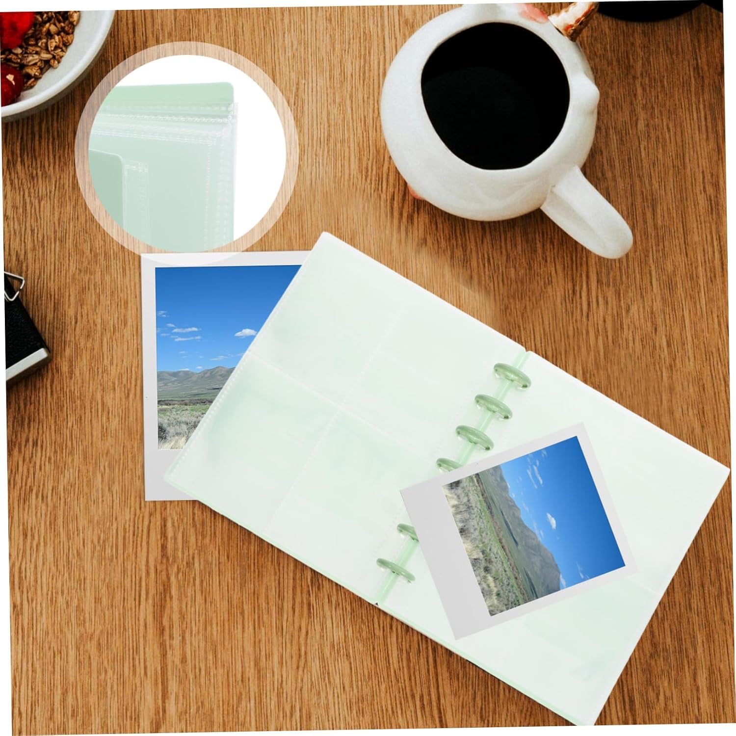 Green PP Photo Album Binder, 20 Pages with Four Pocket Grids